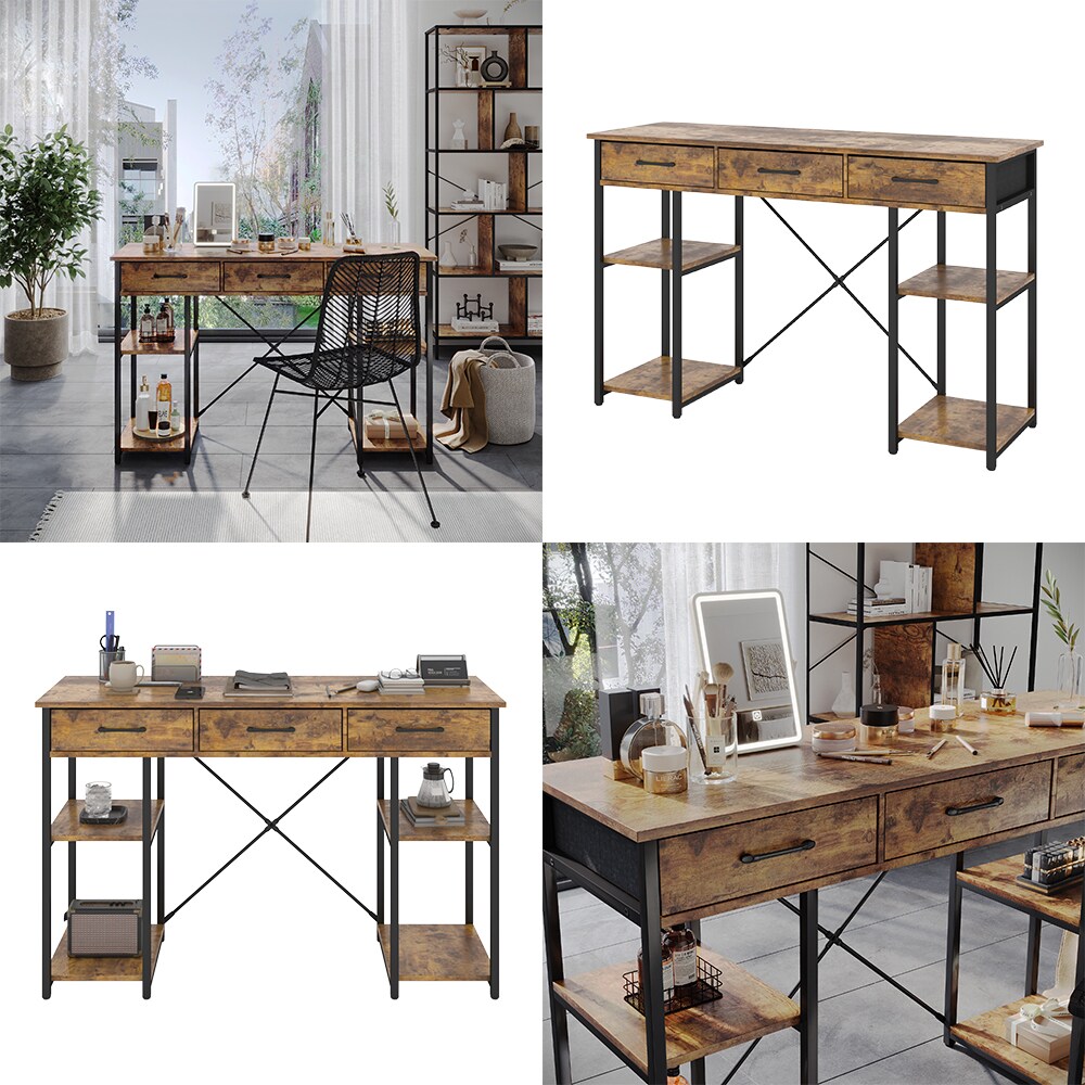 Vicco Schminktisch Chino Eiche 120 cm mit 3 Schubladen