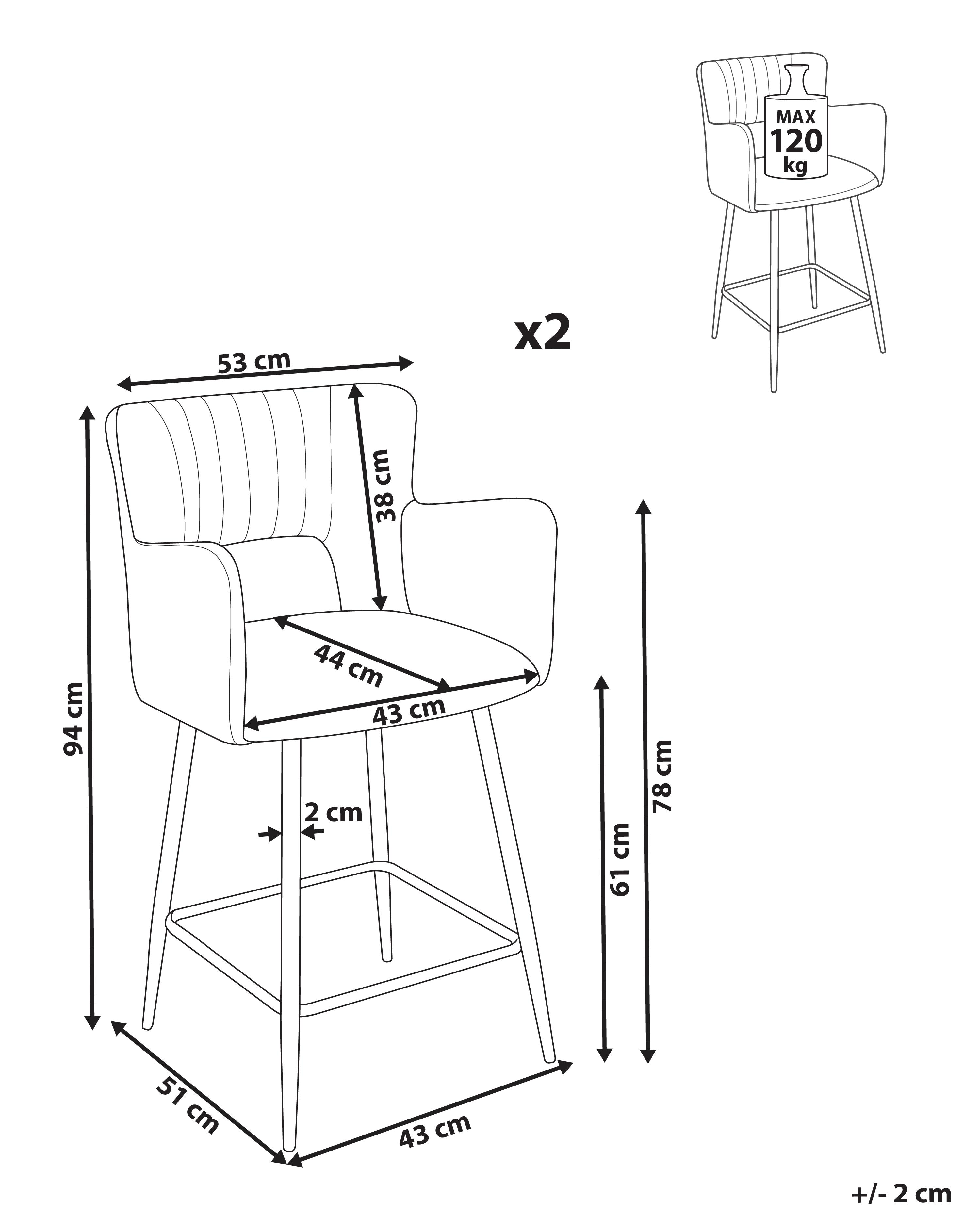 Set van 2 barstoelen SANILAC Fluweel Taupe