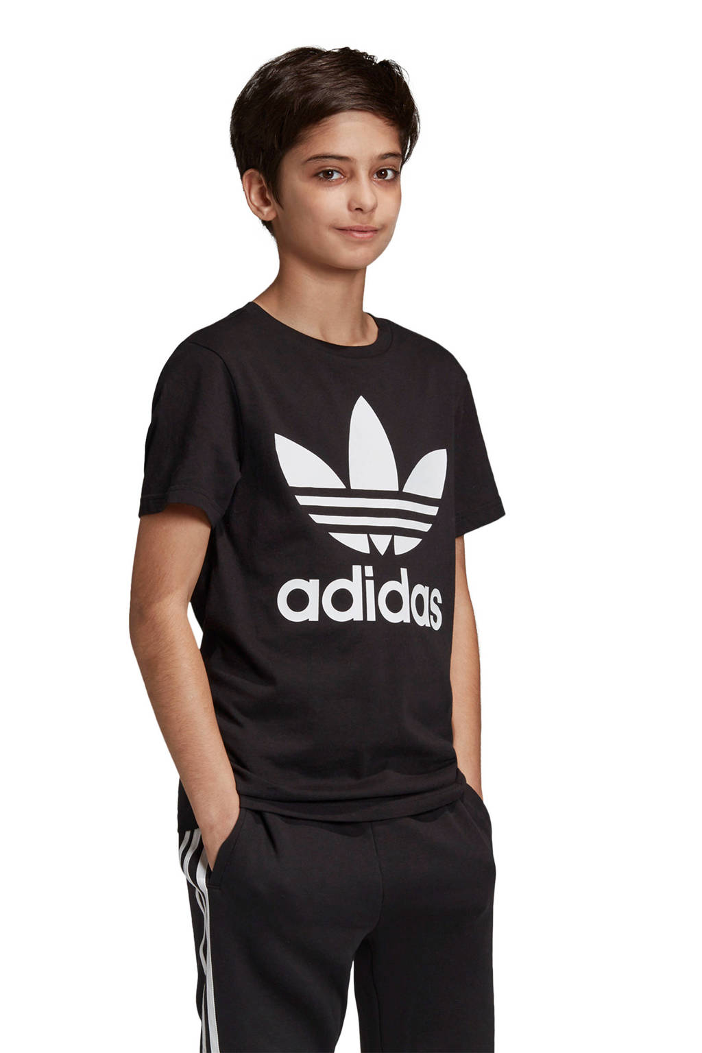adidas T-shirt Trefoil zwart/wit
