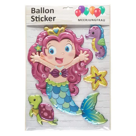 Markenlos Ballon Sticker Meerjungfrau 4-teilig