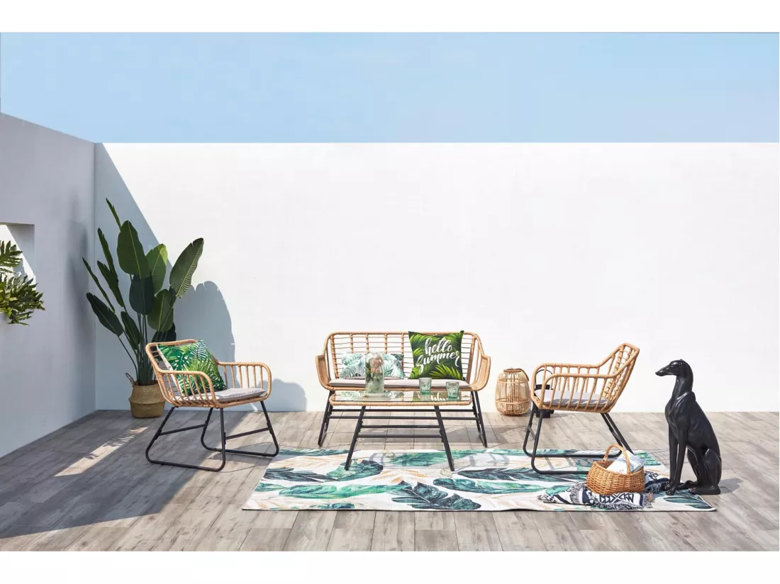 Salon de jardin 4 places en rotin PAREA