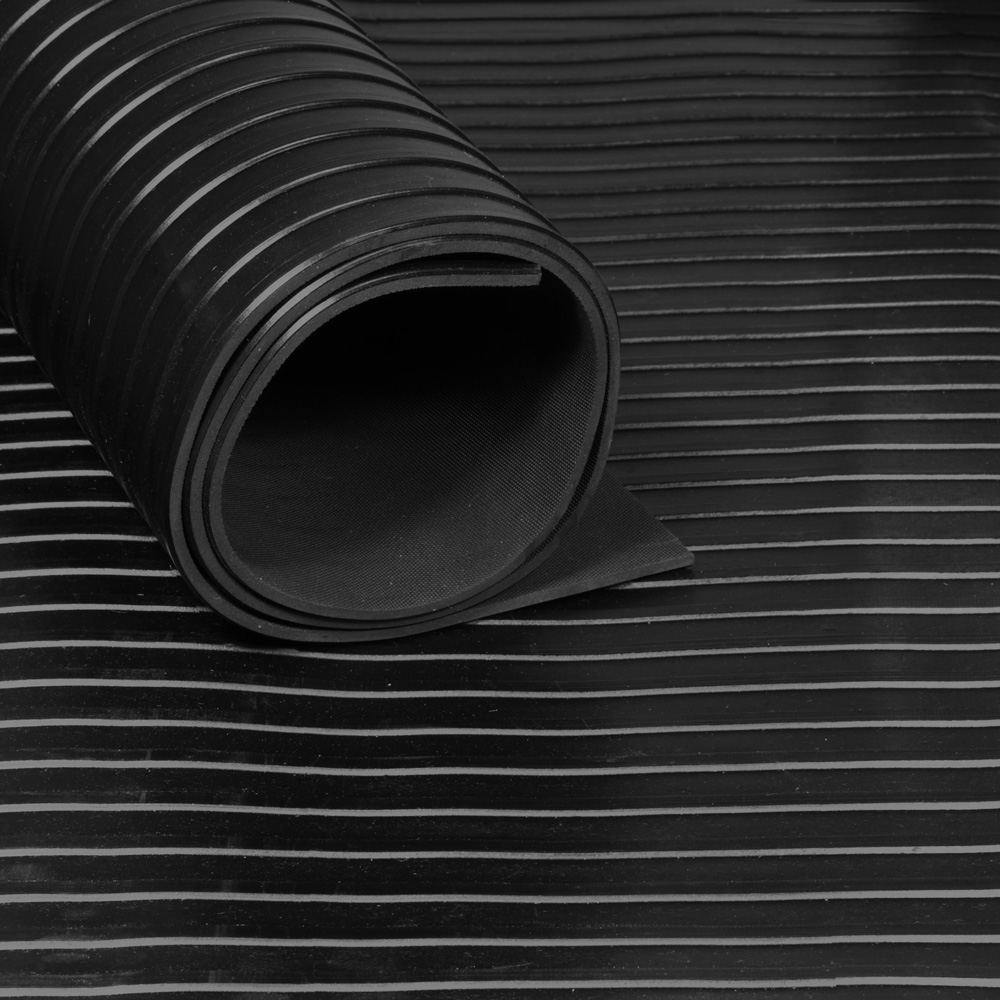 Tapis caoutchouc nervuré 6 mm - largeur 100 cm (par mètre linéaire)