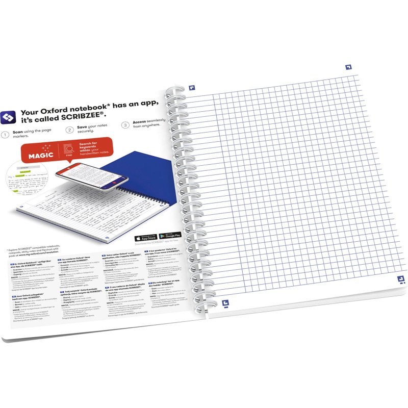 Cahier spirale Oxford Floral A5 14,8 x 21 cm petits carreaux 120 pages