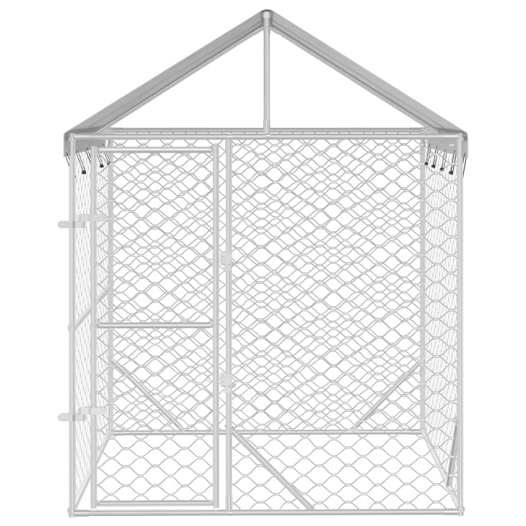 Canil externo para cães vidaXL com telhado, aço galvanizado, prata, 10x2x2,5m