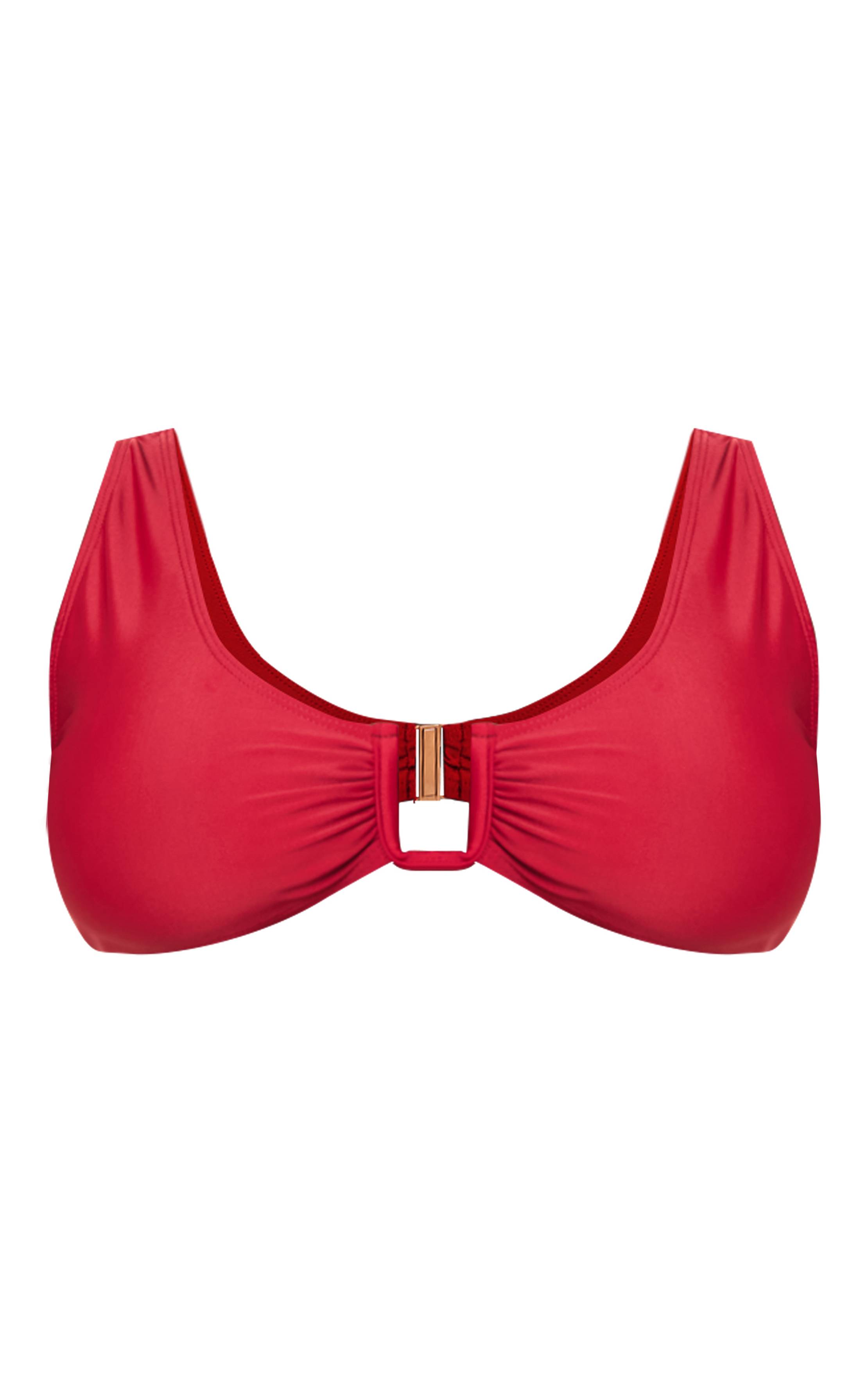 Rouge Bordeaux Haut De Bikini Grande Taille Plongeant À Barre En U