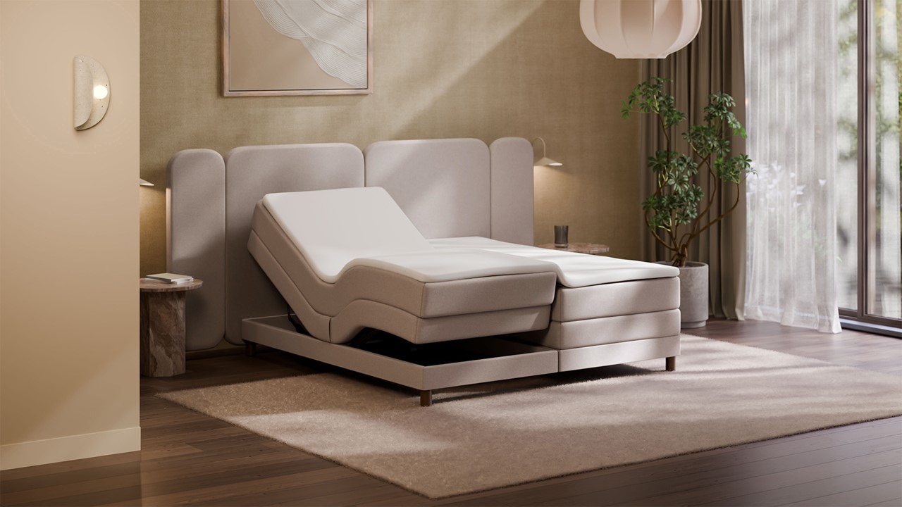Elektrische boxspring Ridge - Wool look off-white