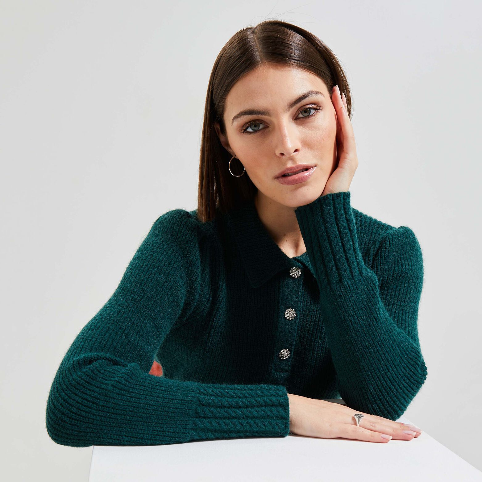 Pull col polo femme