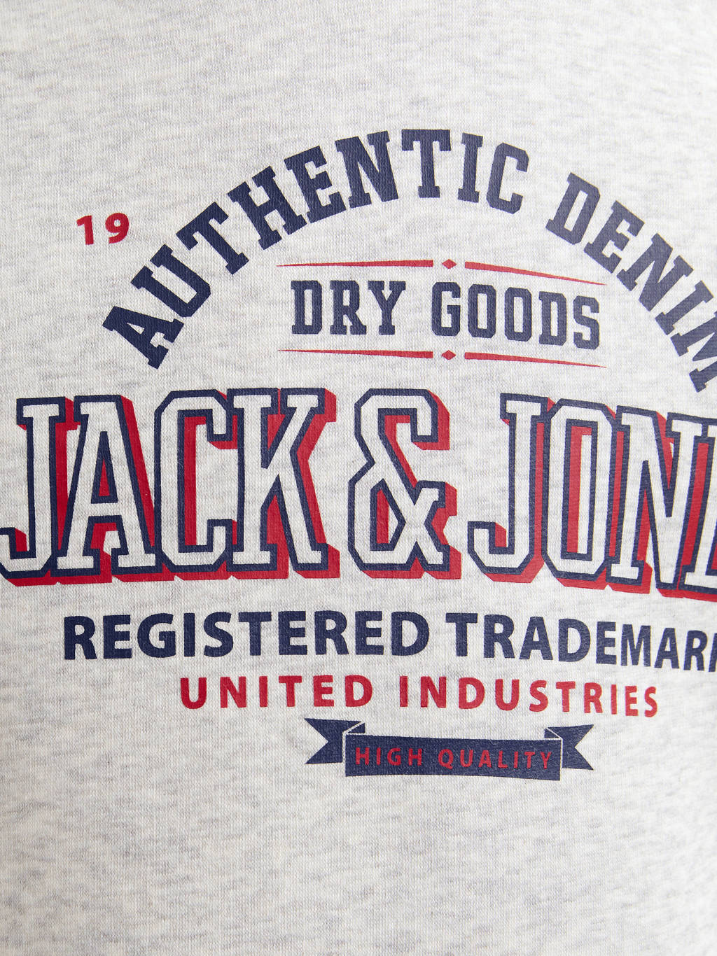 JACK & JONES hoodie JJELOGO met logo wit melange