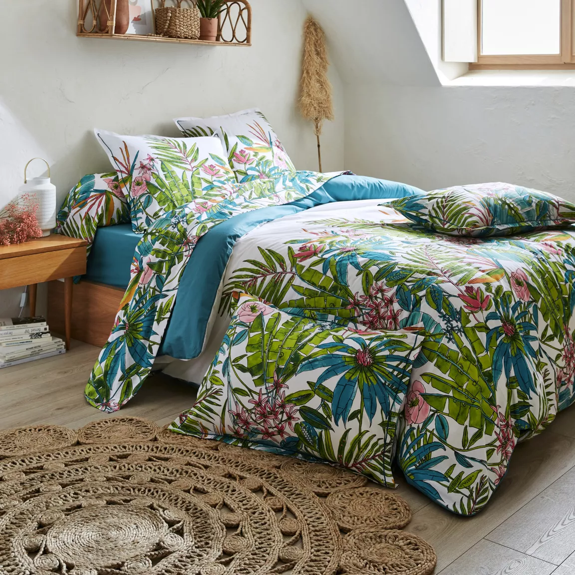 Taie d'oreiller rectangulaire coton (50 x 70 cm) Sumatra Paon Multicolore
