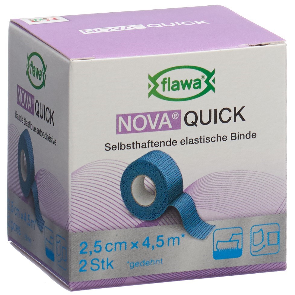 FLAWA Quick kohäsive Reissbinde<br>2 Stück, 2.5cmx4.5m, blau