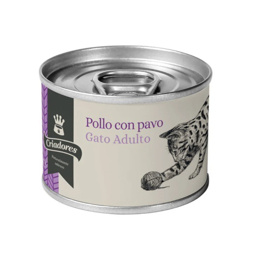 Ração para gatos adultos com frango e peru.