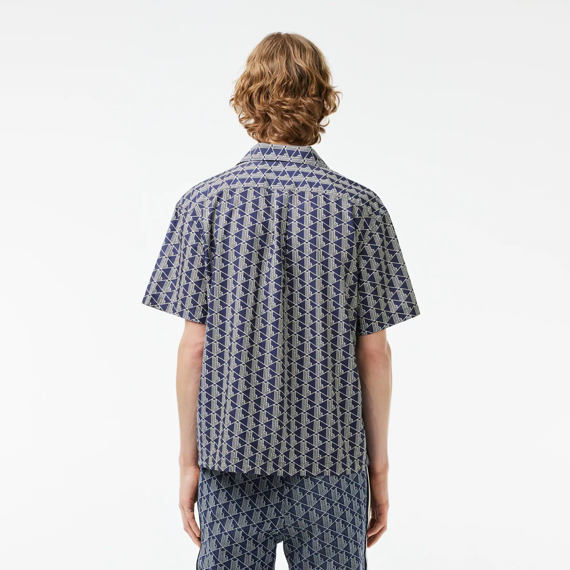 Kurzärmeliges Hemd mit Monogramm-Aufdruck Kurze Armel - Blau - Lacoste - Herren