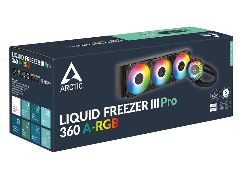 Arctic Cooling Wasserkühlung Liquid Freezer III Pro 360 A-R Multi Compatible All-in-One CPU Water Cooler with A-RGB
