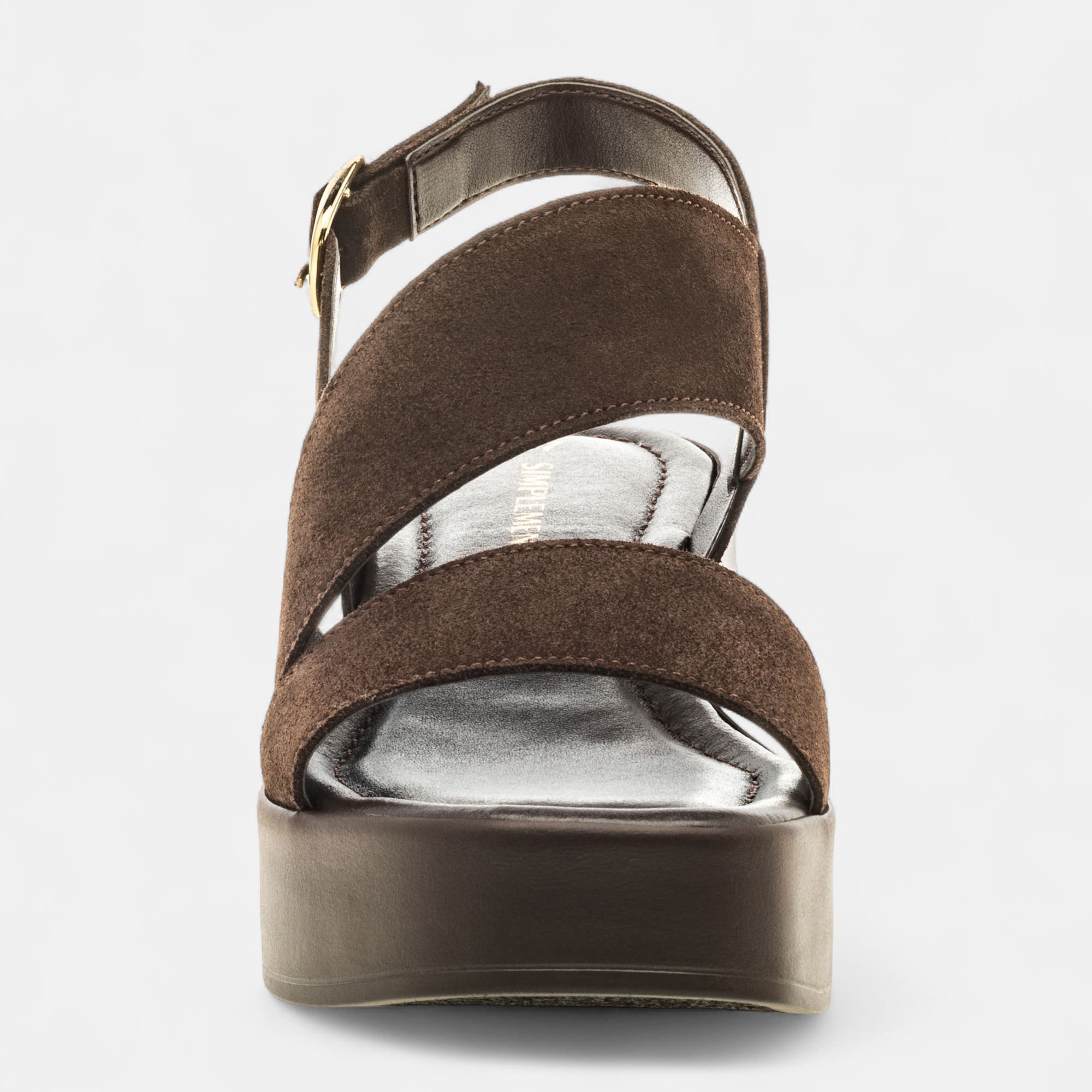 Nu-pieds à talon compensé Femme en cuir marron
