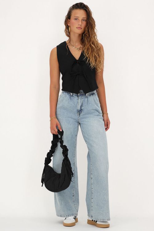 Zwart gilet met strikjes