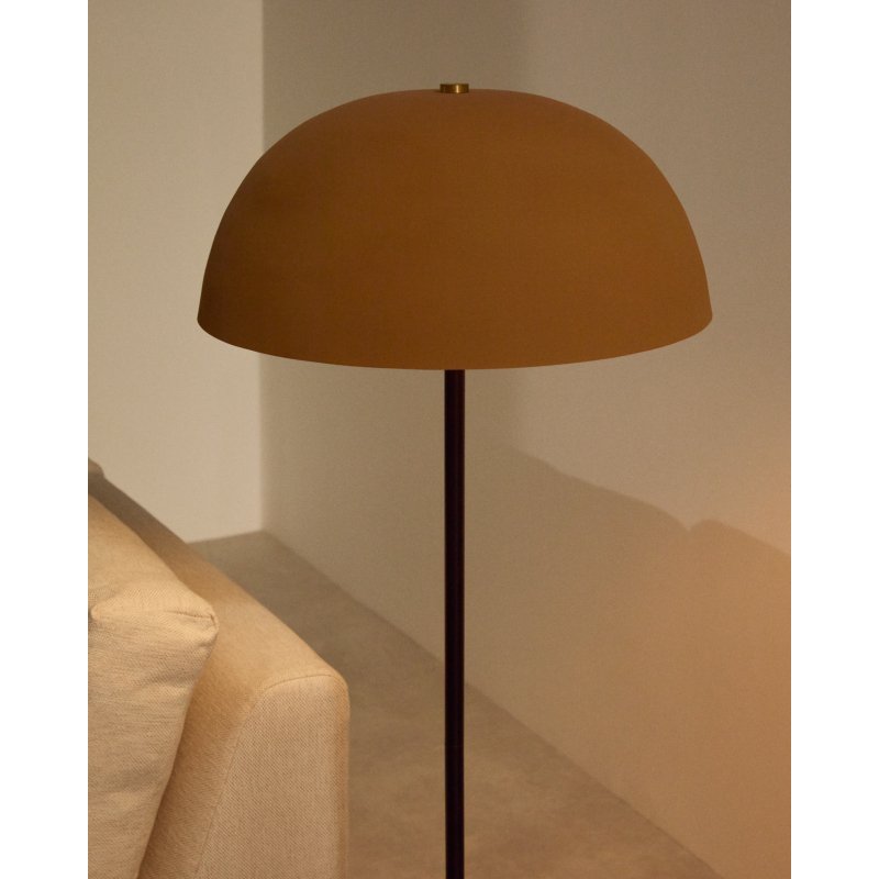 Lampadaire Nibla en métal noir et abat-jour avec effet terre cuite