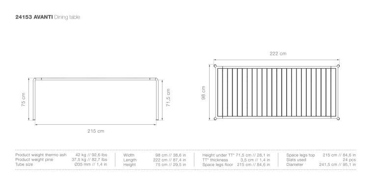 Houe Avanti tuintafel 222x98 Thermo Ash/Black