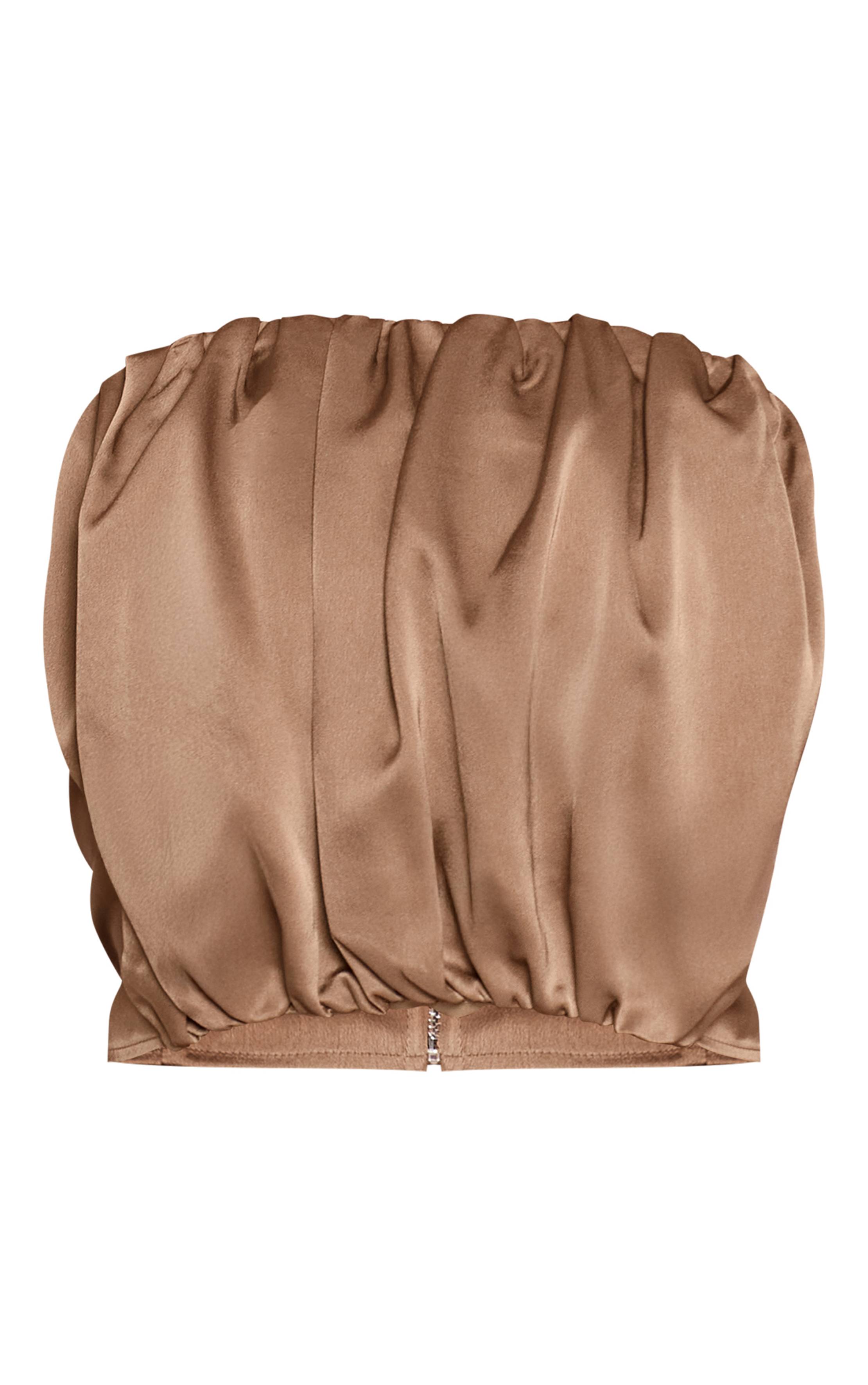 Vert Olive Haut Bandeau Drapé En Satin Doré