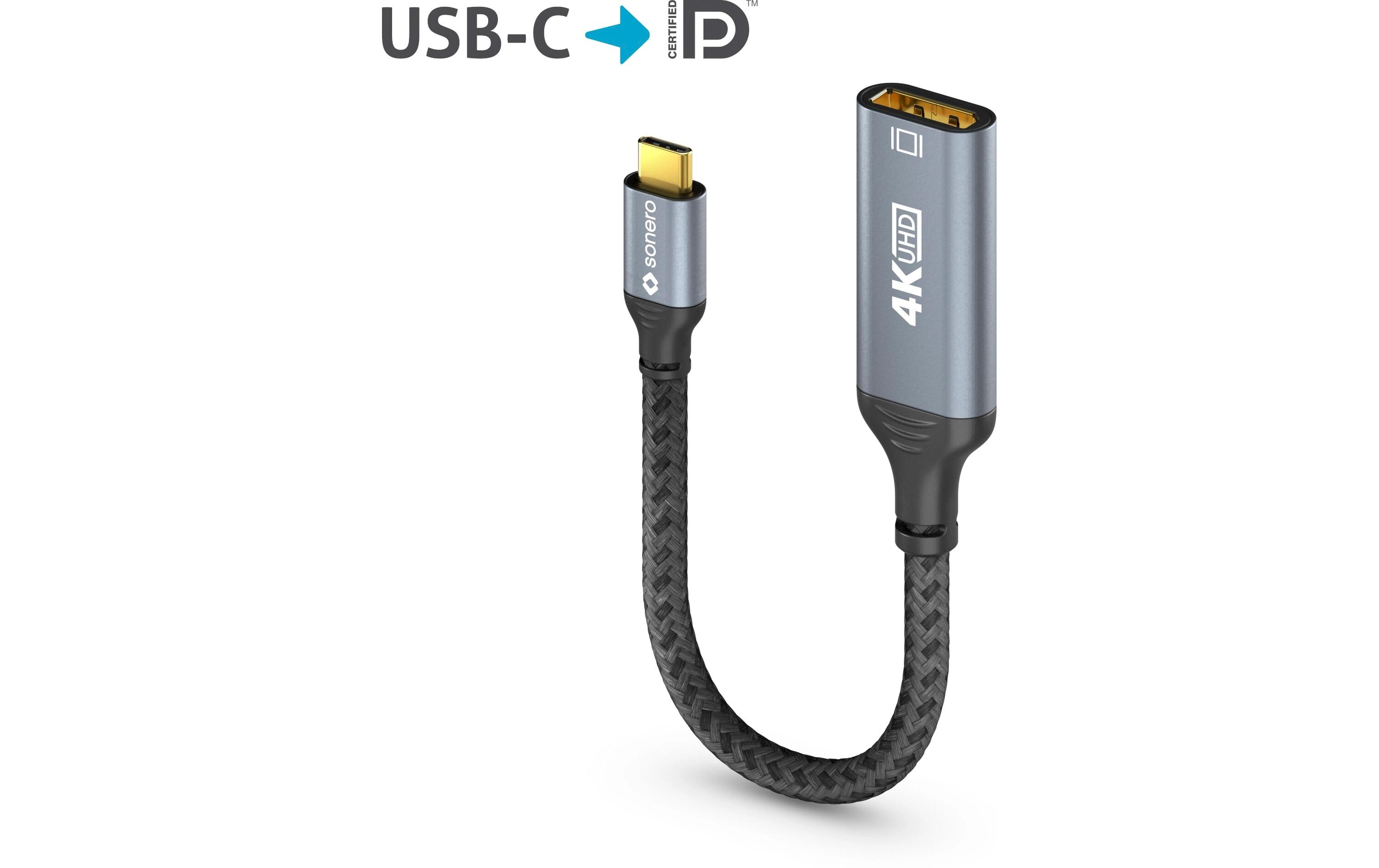 Adapterkabel USB Type-C - DisplayPortUSB-C auf DisplayPort Adapter - 4K60, 21.6 GBps – grau/schwarz - 0.10m