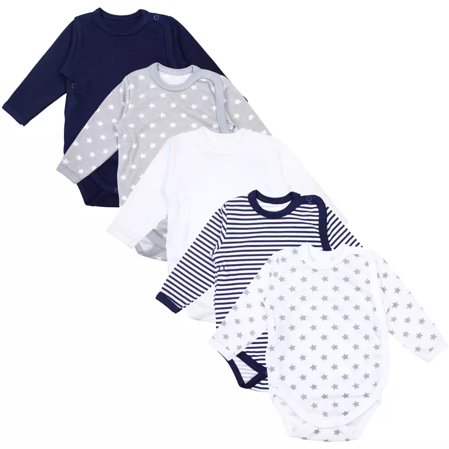 TupTam Baby Langarm Wickelbody 5er Pack grauweiß
