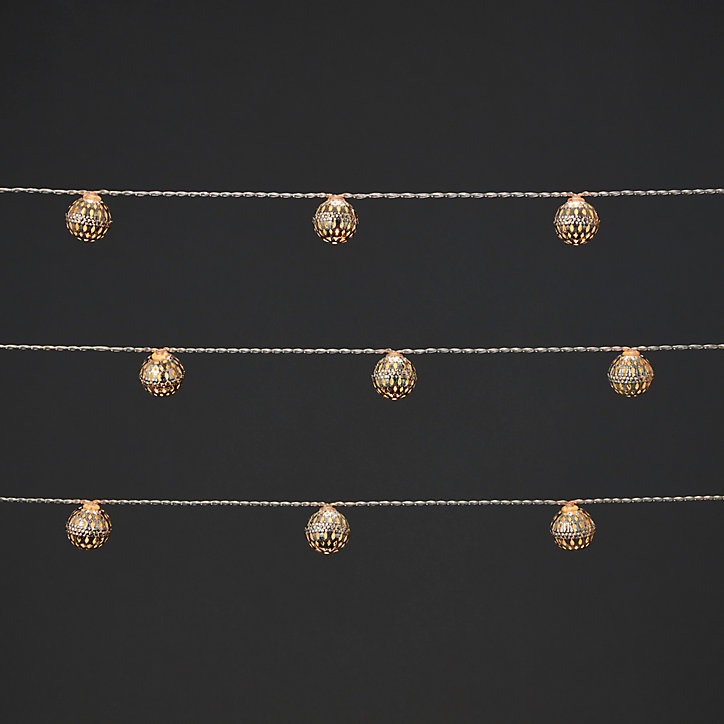 Guirlande lumineuse LED intérieure blanc chaud câble transparent 2,55 m décor boule métal