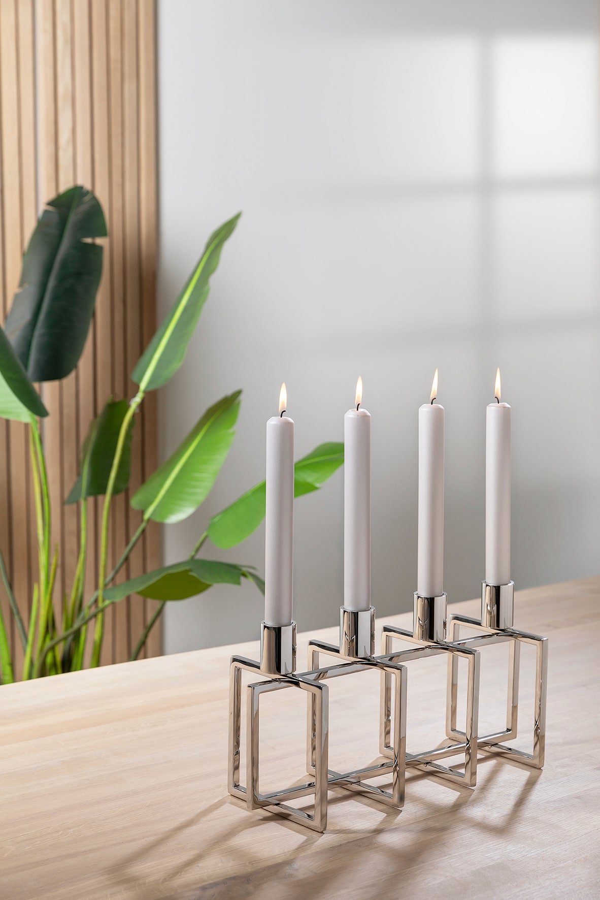 Fink Stabkerzenleuchter 4-flammig ELIOT 20,5 cm silberfarbig/vernickelt