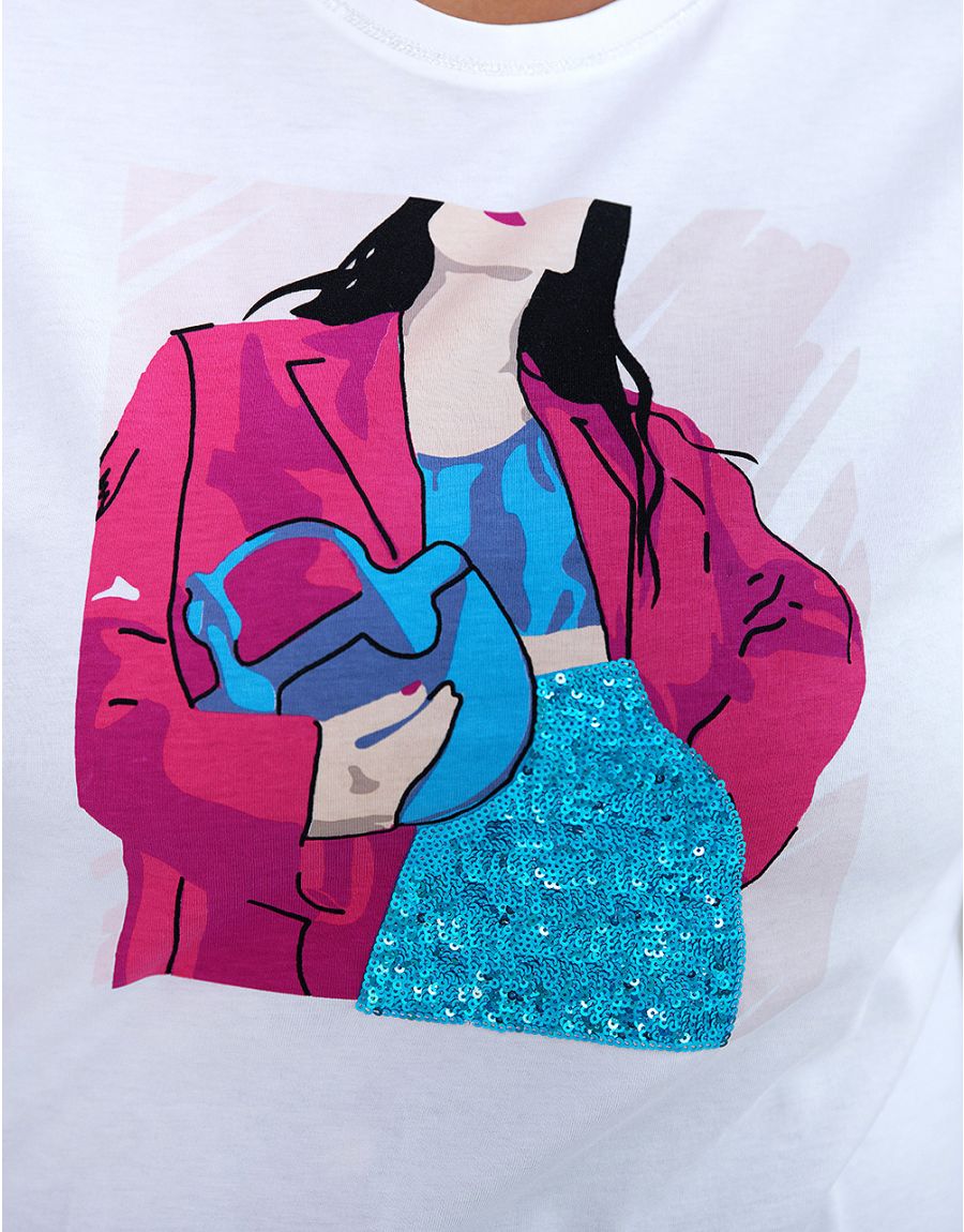 T-shirt 100% coton sequin