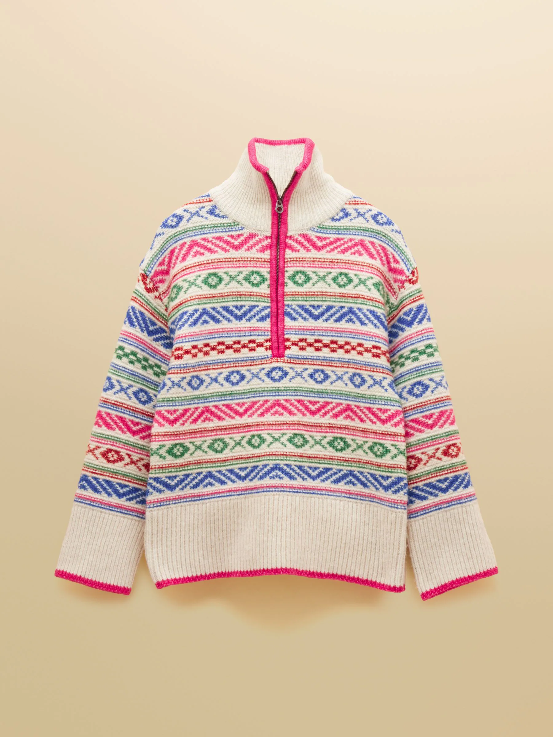 Joules Allaway Fair Isle gebreide trui met kwartrits