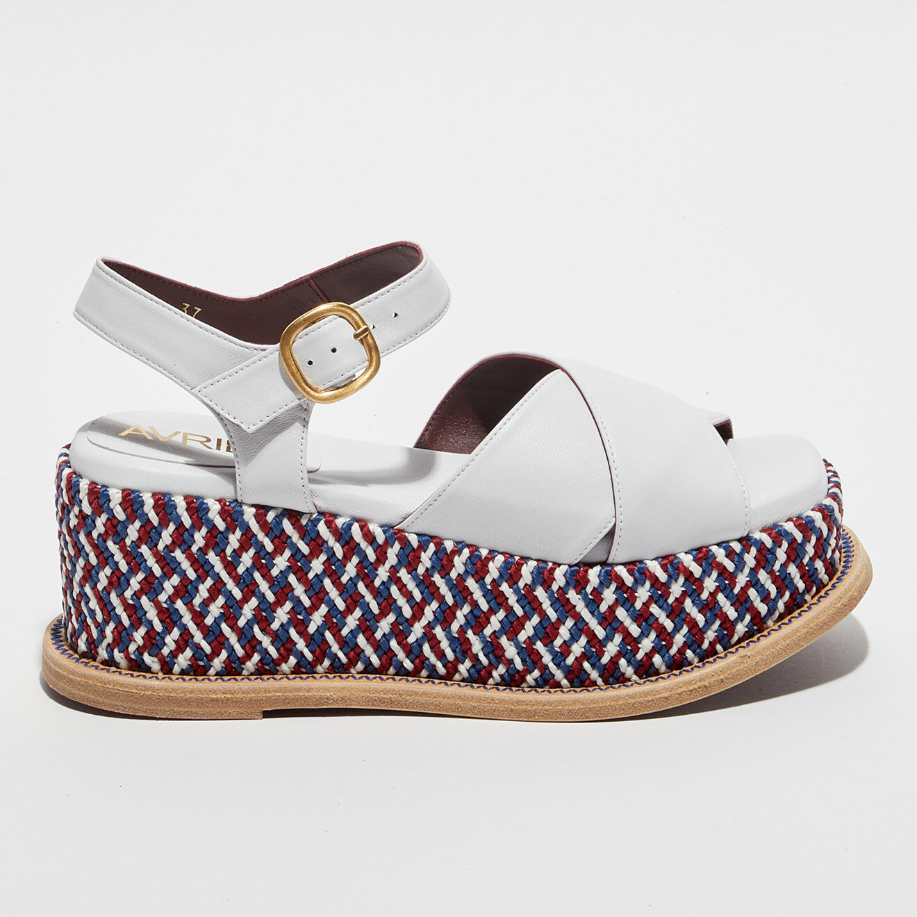 Avril Gau Sandales compensées en Cuir Dada blanches - Talon 7 cm