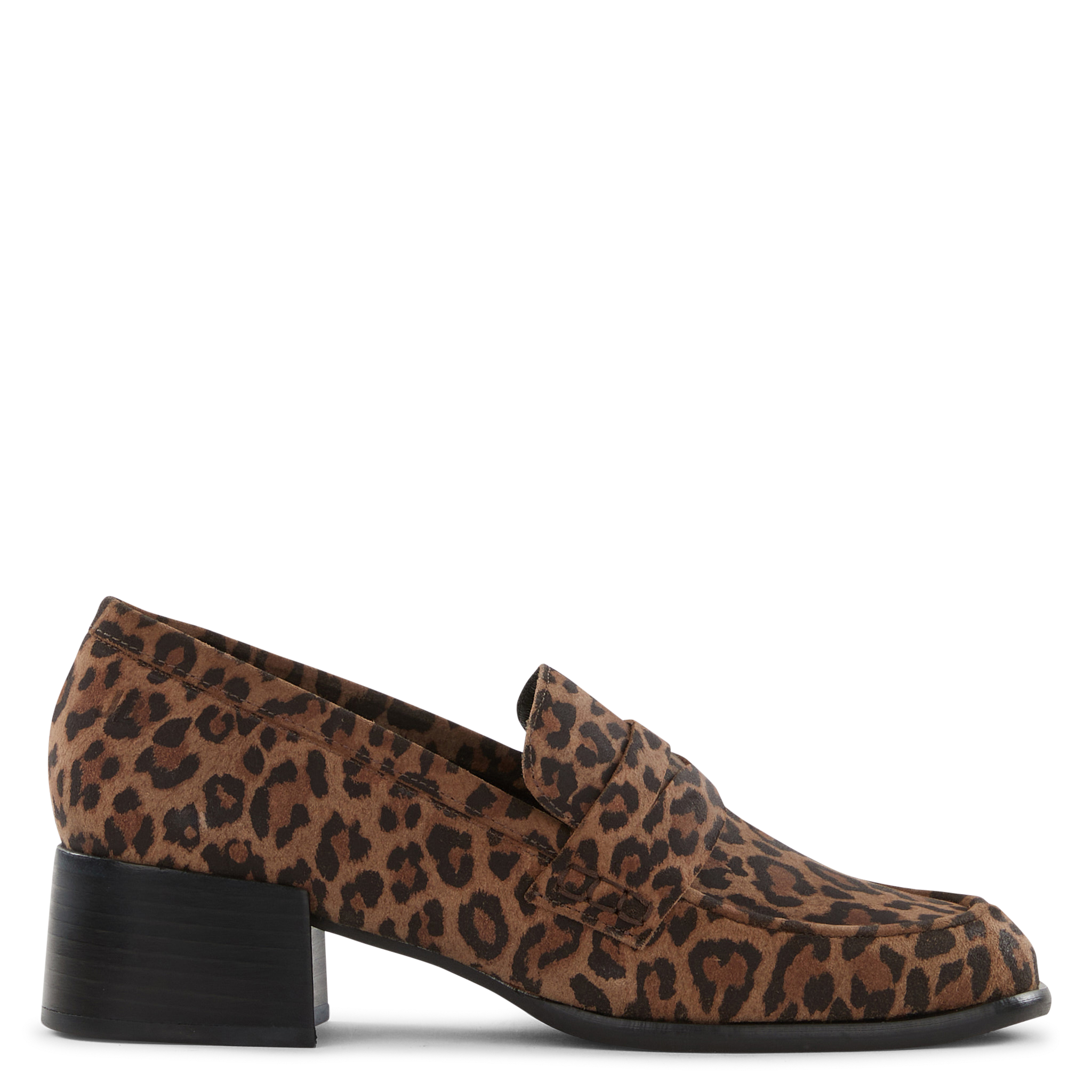 LOLIE - Mocassins à talons en cuir velours imprimé| Beige