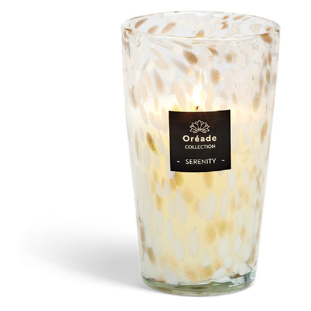 Bougie en verre soufflé Sérénité 150h Ø14,5xH24cm blanche
