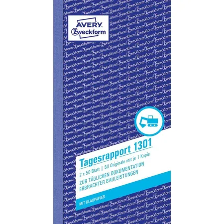 Avery Zweckform 1301 Tagesrapport, 105x200mm, mit Blaupapier, 2x50 Blatt