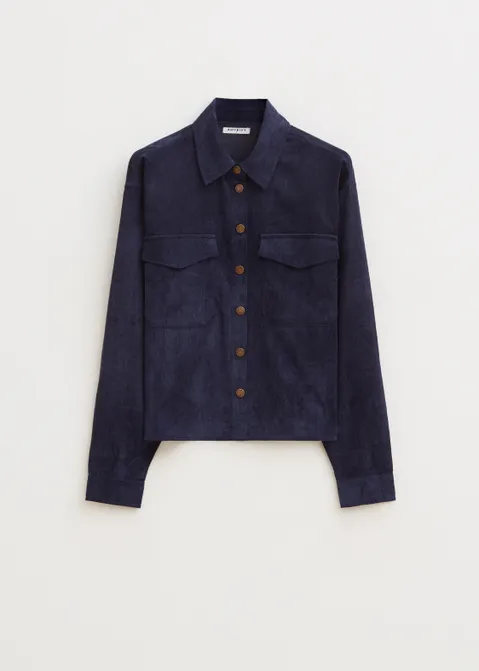 Blouse met ribstructuur blauw (BLW.D)