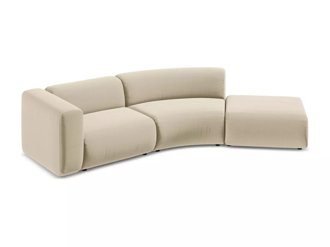 Canapé modulable 4 places droit en velours - beige clair - EKAHI