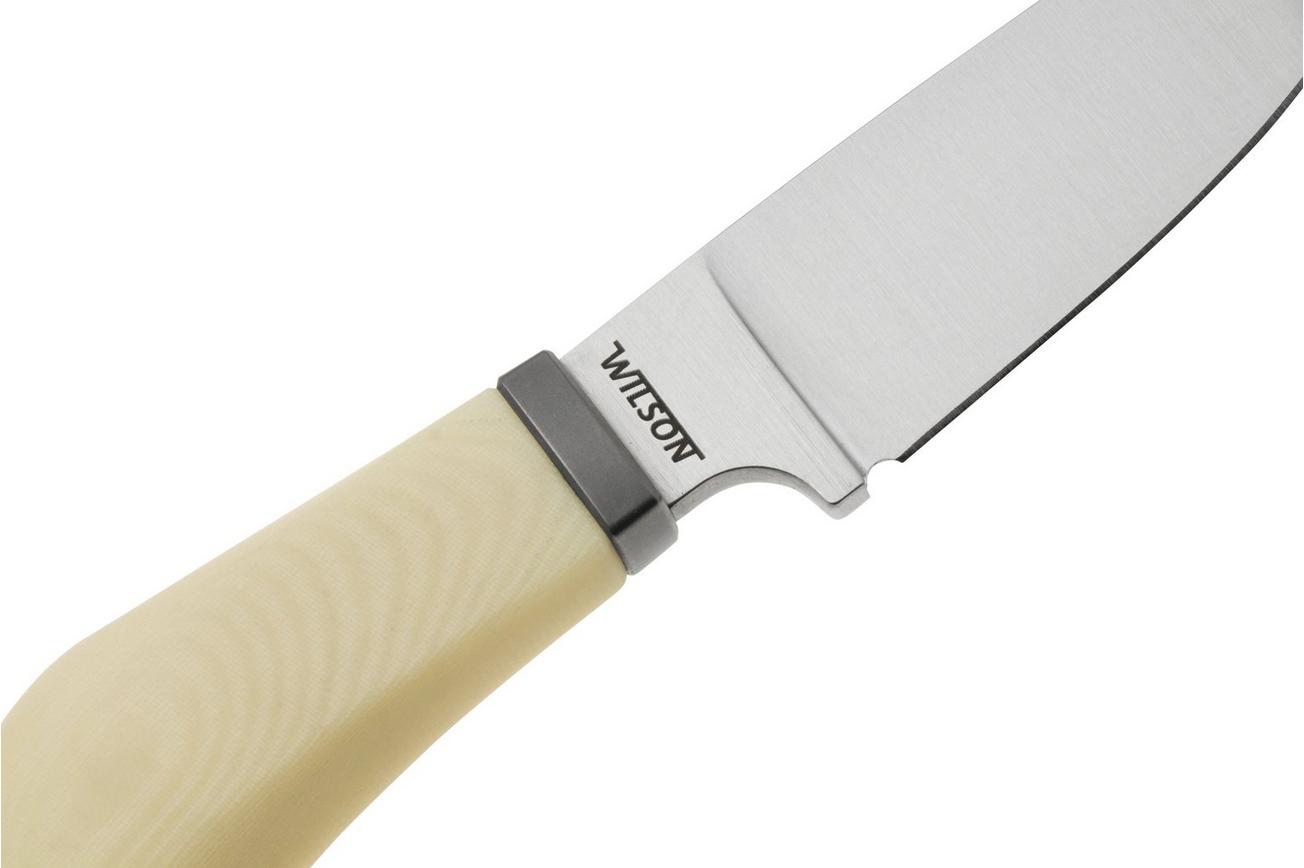 LionSteel Willy WL1-MW, M390 Droppoint White Micarta, vaststaand mes