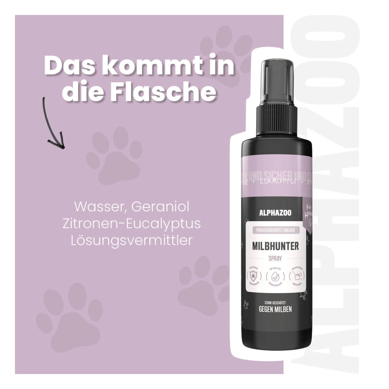 ALPHAZOO MilbHunter Milbenspray für Hunde & Katzen I Starkes Anti Milbenmittel 100 ml