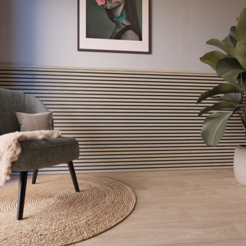 Kleurstaal lattenwand Decowall Acoustic eiken 18x30cm