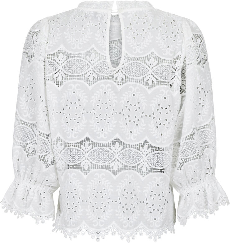 Neo Noir Adela Big Embroidery Blouse White