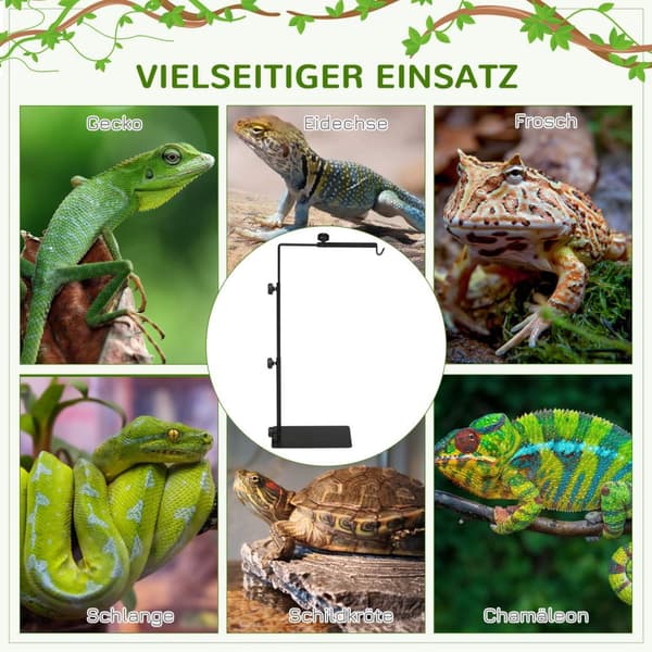 Reptil Lampestativ Justerbar Varmelampeholder Base 4 Ledningsspor Stål Svart