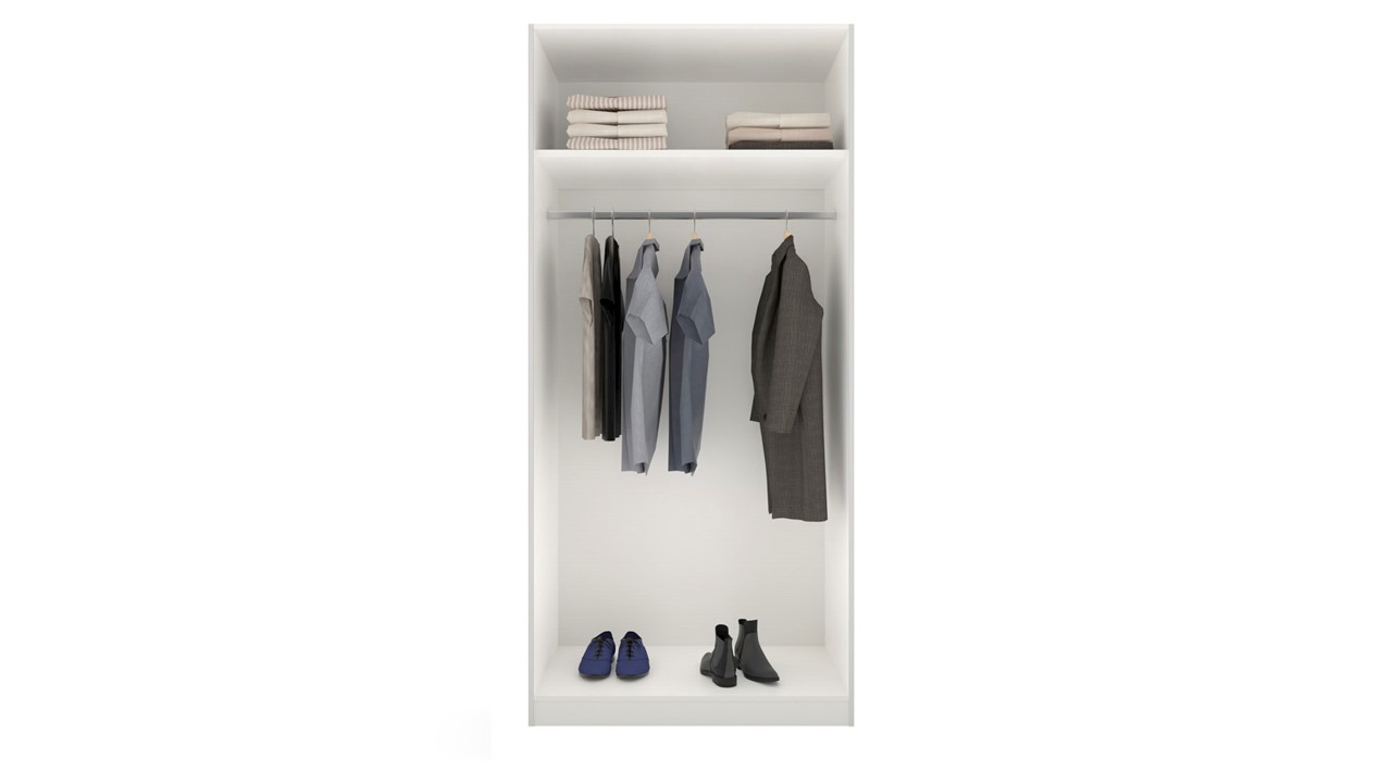 Draaideurkast Compact met hout- en spiegeldeuren wit