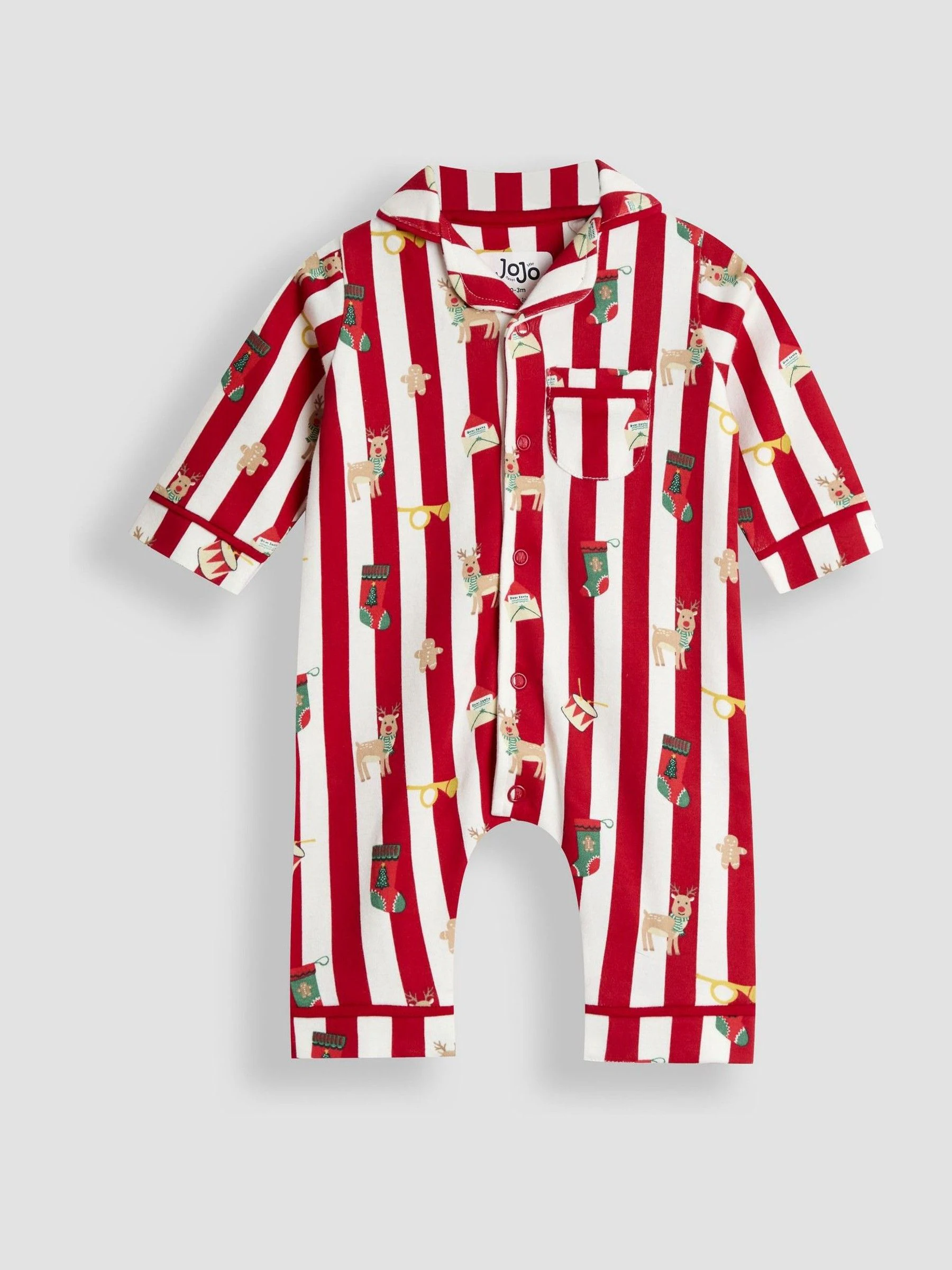 JoJo Maman Bébé Christmas Stripe Jersey All In One