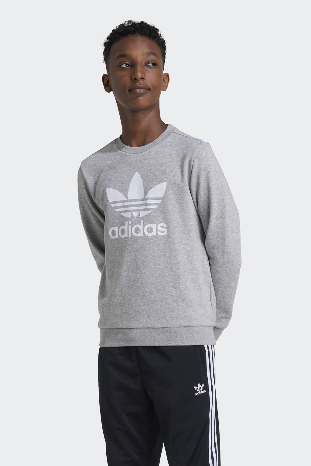 adidas sweater Trefoil grijs melange