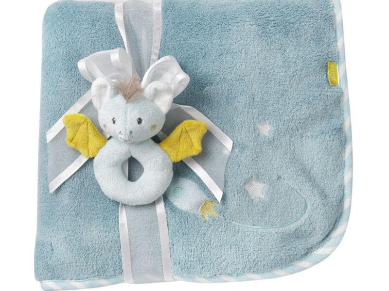 fehn Geschenkset Kuscheldecke Little Castle Plüschig weiche Babydecke