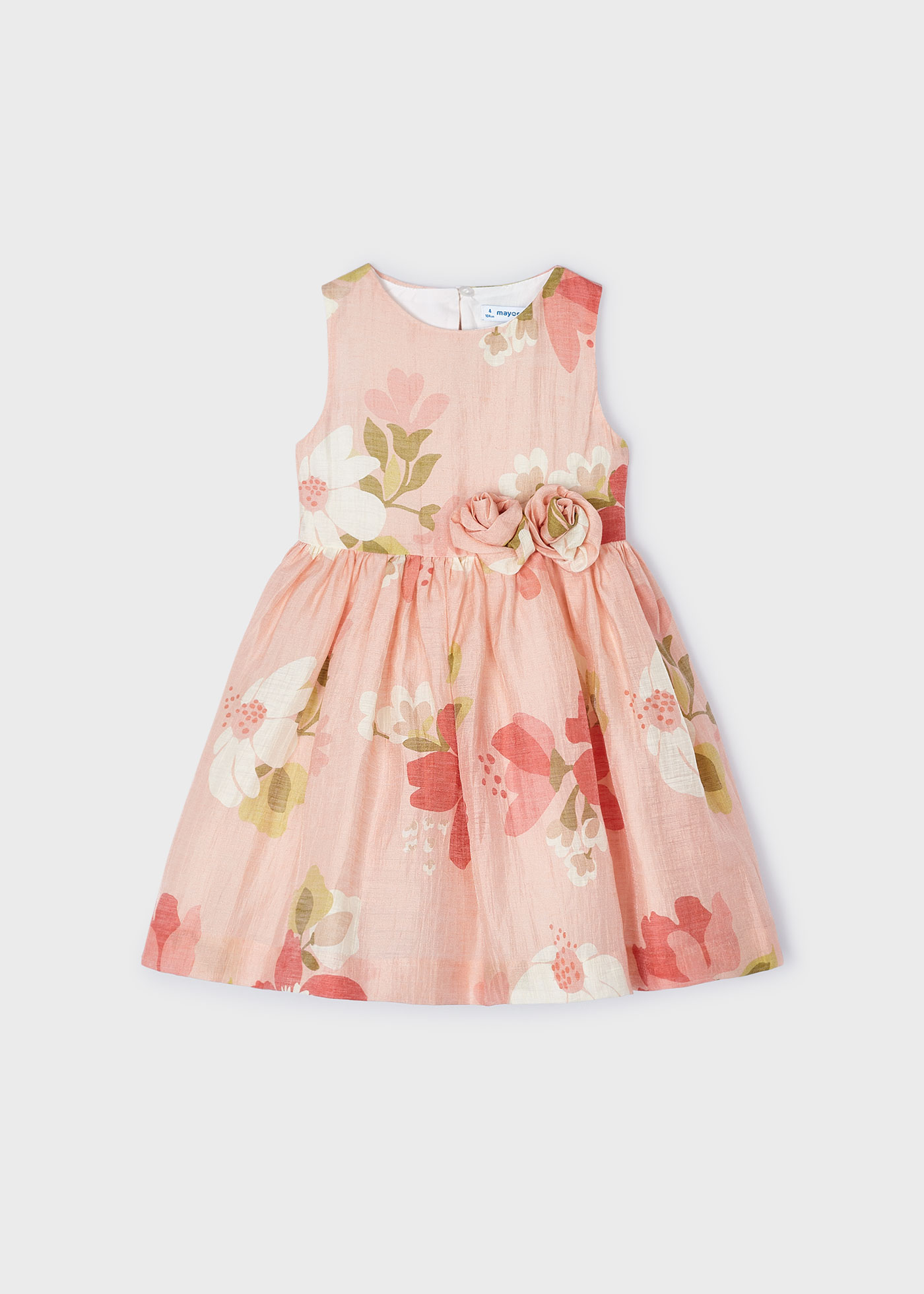 Vestido fúcsia estampado com costas abertas para meninas