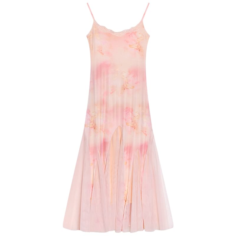 NENE - Spaghettibandjes maxi-zeemeerminjurk met bloemenprint