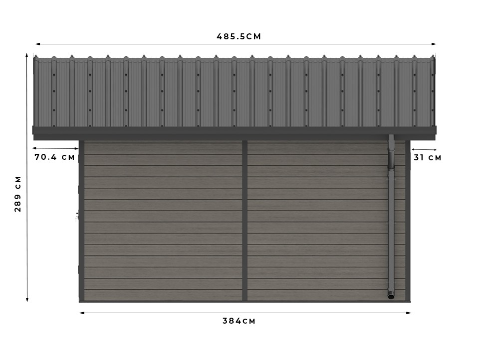Abri de jardin bois composite braga - 16m2 gris - epaisseur des murs : 28 mm - aluminium - anti uv et intemperies