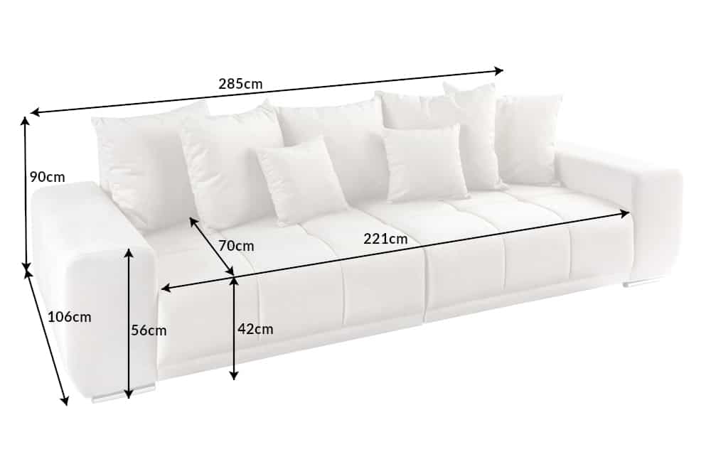 Big Sofa ELEGANCIA 285cm champagner beige Vogue Velours Samt inkl. Kissen Federkern