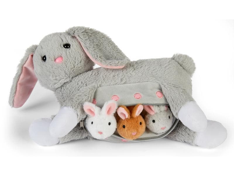 Mamanimals Kuscheltier Mama Hase & Babys 25 cm Hasenmama mit 3 kleinen Babys
