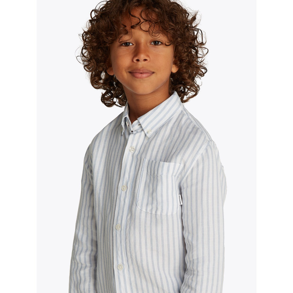 Køb Tommy Hilfiger Breezy Blue Stripe Hør Blend Striped Skjorte LS