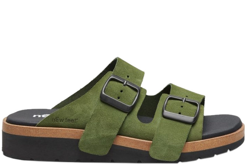 NEW FEET SLENTERS I GRØN RUSKIND